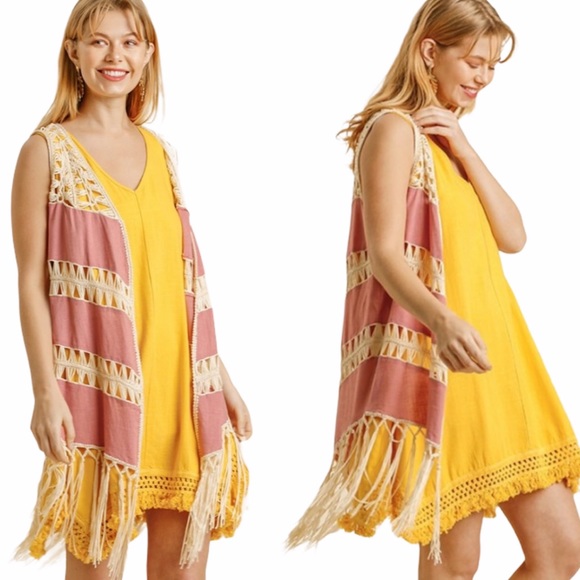 Umgee NWT Boutique Boho Crochet Vest Cardigan - Picture 10 of 14